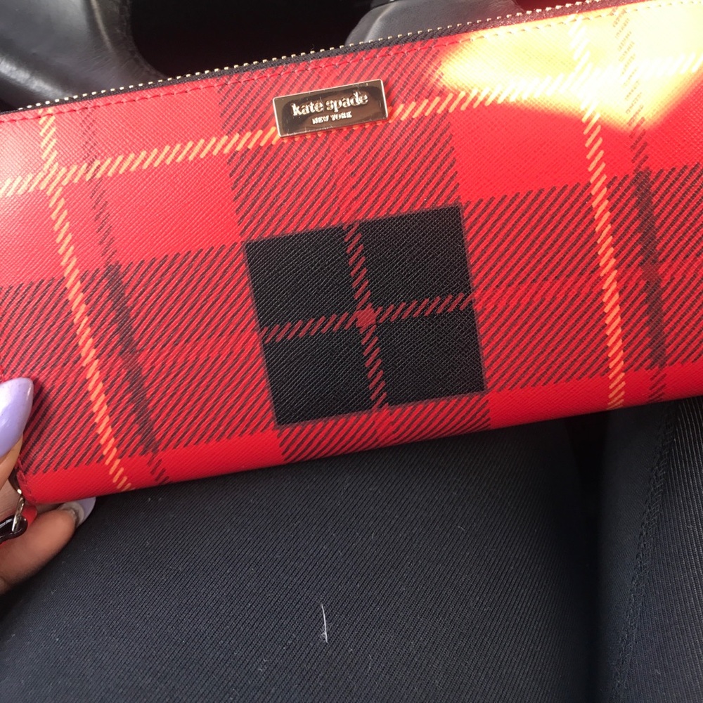 Red plaid Kate Spade wallet